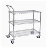 Chrome single 3-shelf push trolley