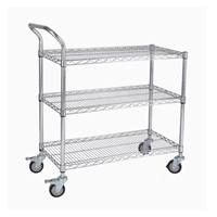 Chrome single 2-shelf push trolley