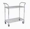 Chrome double 2-shelf push trolley